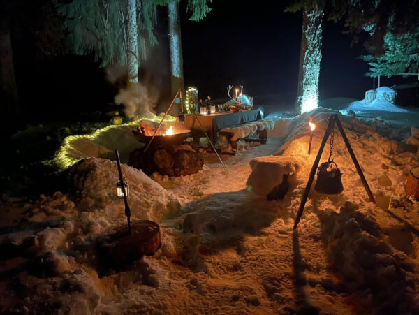 Repas immersif et gustatif en forêt